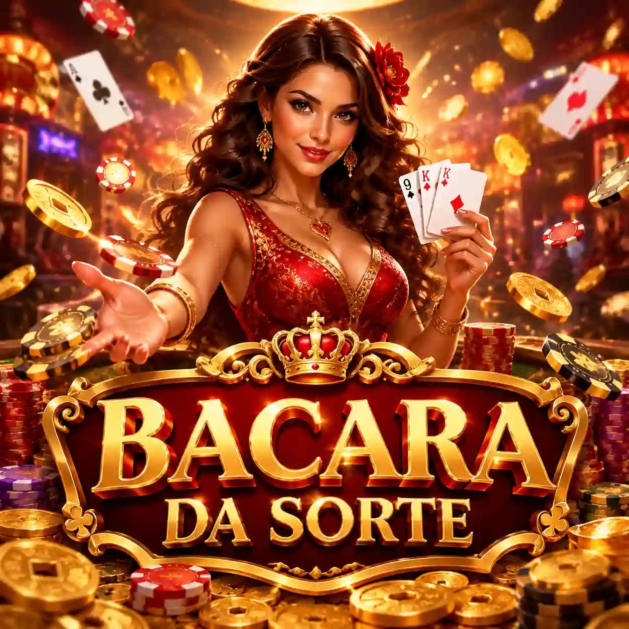 Mesa de baccarat ao vivo com cartas sendo reveladas pelo dealer