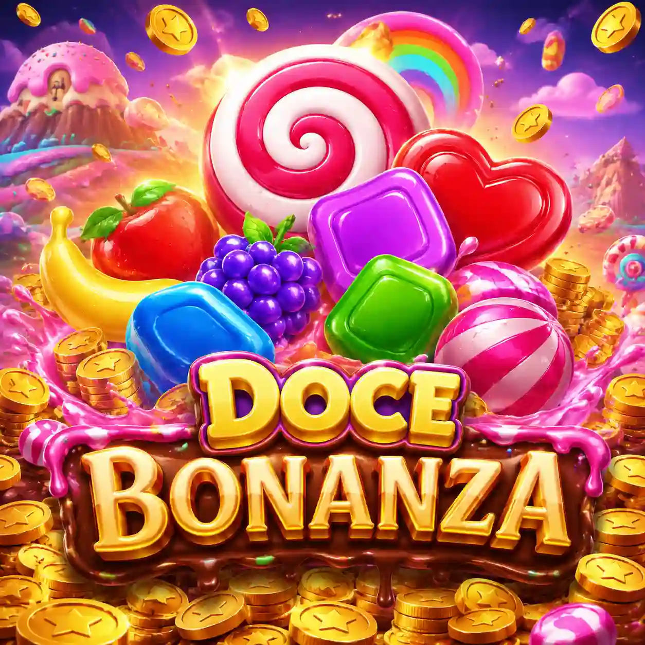 Frutas coloridas e doces do slot Sweet Bonanza
